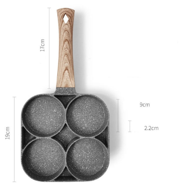 Padella 4 Fori Multi-Funzione – Antiaderente, per Colazione, Burger, Uova e Pancake, in Pietra Naturale