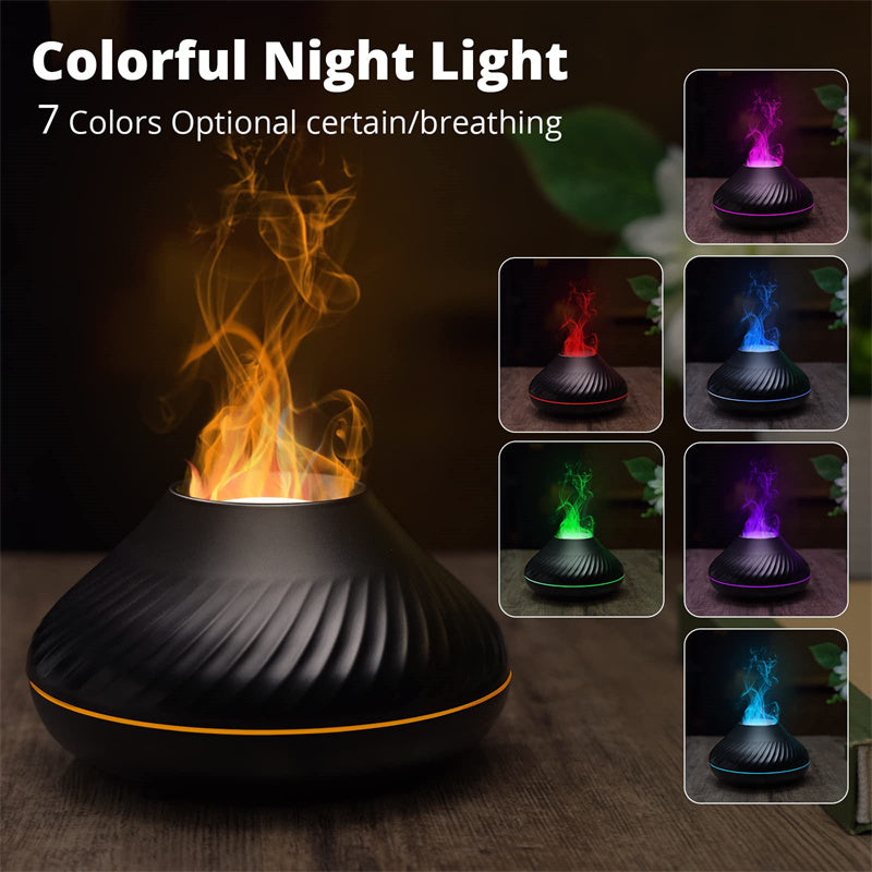 Nuovo diffusore di aromi a fiamma vulcanica, lampada a olio essenziale da 130 ml, umidificatore portatile USB con luce notturna a colori, nebulizzatore, luce LED