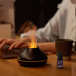Nuovo diffusore di aromi a fiamma vulcanica, lampada a olio essenziale da 130 ml, umidificatore portatile USB con luce notturna a colori, nebulizzatore, luce LED