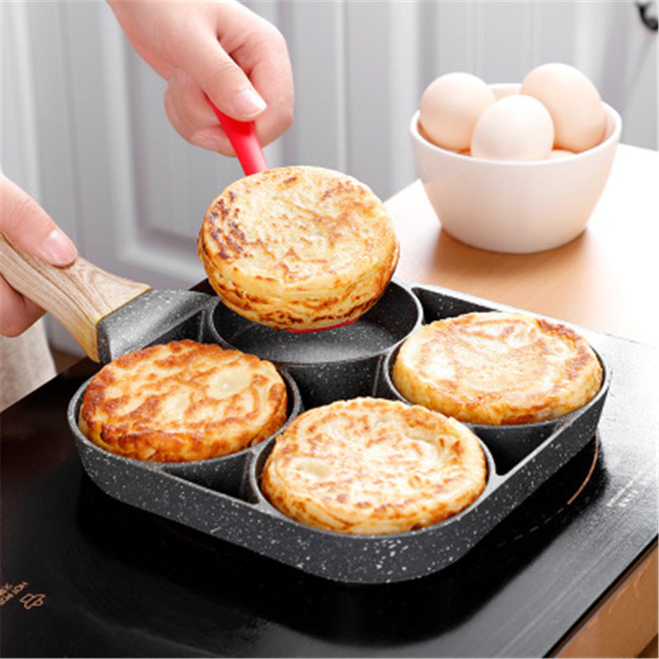 Padella 4 Fori Multi-Funzione – Antiaderente, per Colazione, Burger, Uova e Pancake, in Pietra Naturale