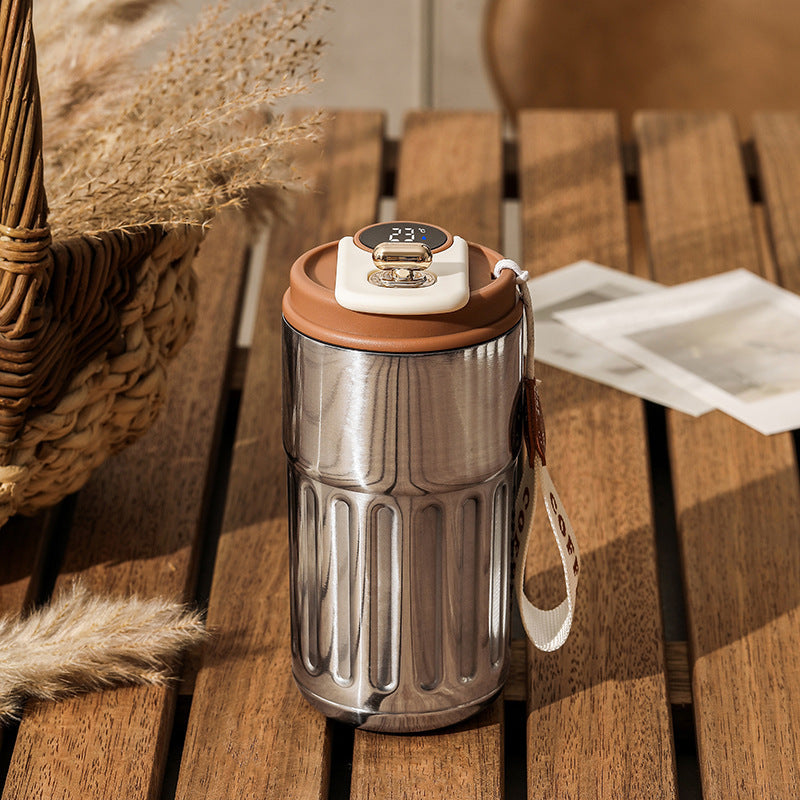 Borraccia Termica Smart 450ml – Acciaio Inox, Display Digitale, Mantiene Caldo/Freddo 6-12h, Portatile per Sport, Viaggio e Ufficio