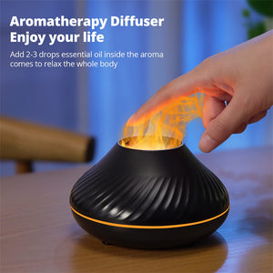 Nuovo diffusore di aromi a fiamma vulcanica, lampada a olio essenziale da 130 ml, umidificatore portatile USB con luce notturna a colori, nebulizzatore, luce LED