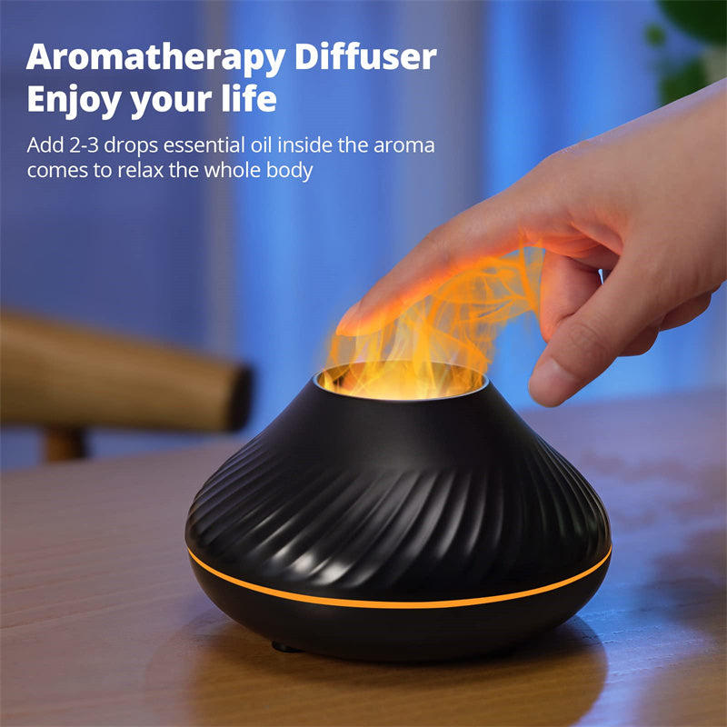 Nuovo diffusore di aromi a fiamma vulcanica, lampada a olio essenziale da 130 ml, umidificatore portatile USB con luce notturna a colori, nebulizzatore, luce LED